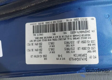 2007 Chrysler Town & Country Lx from USA, damaged, VIN 2A4GP44R47R146955